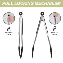 Stainless Steel Kitchen Tongs Set Silicone Food Cooking Tongs 3Pcs