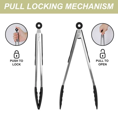 Stainless Steel Kitchen Tongs Set Silicone Food Cooking Tongs 3Pcs 1 Stainless Steel Kitchen Tongs Set Silicone Food Cooking Tongs 3Pcs