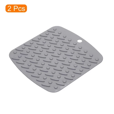 Unique Bargains Silicone Heat Resistant Non-slip Flexible Trivet 6.9 Inch Light Gray 2 Pcs 2 Unique Bargains Silicone Heat Resistant Non-slip Flexible Trivet 6.9 Inch Light Gray 2 Pcs - Image 2