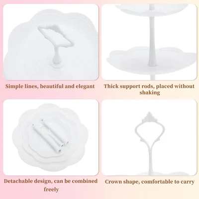 Unique Bargains 3 Tier Dessert Cupcake Stand Round Tiered Serving Tray For Donuts Fruits White 2 Unique Bargains 3 Tier Dessert Cupcake Stand Round Tiered Serving Tray For Donuts Fruits White - Image 2