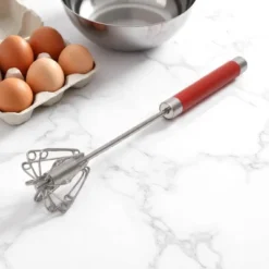 Unique Bargains 12" Semi-Automatic Loop Whisk Dishwasher Safe Stainless Steel Red Silver Tone -Kitchen Utensil Store GUEST 60e622e6 f03e 4b83 817e 02ea2b5b10f4