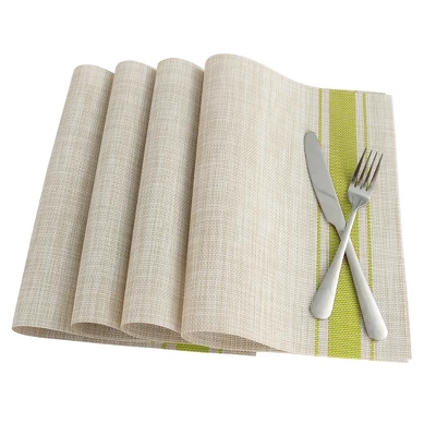 Unique Bargains Heat Resistant Anti-slip Washable PVC Place Mats Green, Beige 6 Pcs 2 Unique Bargains Heat Resistant Anti-slip Washable PVC Place Mats Green, Beige 6 Pcs - Image 2