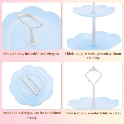 Unique Bargains 3 Tier Dessert Cupcake Stand Round Cup Cake Holder Tower Tiered Serving Tray For Donuts Fruits Blue White 2 Unique Bargains 3 Tier Dessert Cupcake Stand Round Cup Cake Holder Tower Tiered Serving Tray For Donuts Fruits Blue White - Image 2