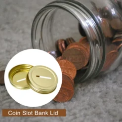Unique Bargains Regular Mouth Tin Plate Mason Jar Coin Slot Canning Lids 4 Pcs 2.76" Gold -Kitchen Utensil Store GUEST 655dea6c e870 4c54 9a1f 92bdb25d6512