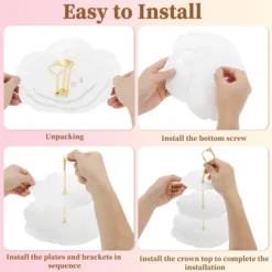 Unique Bargains 3 Tier Dessert Cupcake Stand Flower Shape Cup Cake Holder Tower White Gold Tone -Kitchen Utensil Store GUEST 67016d1f e02c 42a7 bd31 a5ba2bc3177b