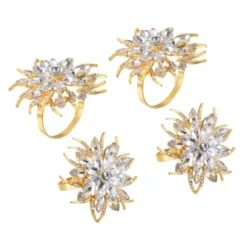 Unique Bargains Alloy Shiny Decorative Wear Resistance Rhinestone Crystal Flower Napkin Rings 4 Pcs -Kitchen Utensil Store GUEST 6767e0b6 c9be 4c90 ba0c 4be32939d55c