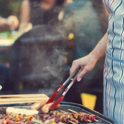 Unique Bargains Kitchen Non-stick Stainless Steel Tongs With Stands Silicone Tip For Cooking