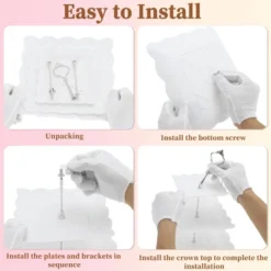 Unique Bargains 3 Tier Dessert Cupcake Stand Square With Tiered Serving Tray For Donuts Fruits White Silver Tone -Kitchen Utensil Store GUEST 684d3016 8809 431d b495 c783807ec371