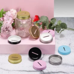 Unique Bargains Canning Jars Cover Regular Mouth Tin Plate Caps Inserts Coin Slot Bank Lids 2.76" Multicolored -Kitchen Utensil Store GUEST 69a5d74a 10b3 46cd a4a8 23c637aeb0be