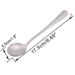 Unique Bargains Stainless Steel Tableware Straight Handle 7" Long Soup Spoons Silver Tone 5 Pcs