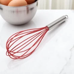 Unique Bargains 12" 6-Wire Whisk Hand Wash Stainless Steel Silicone Red Silver Tone -Kitchen Utensil Store GUEST 6a96fe8b 902a 42e8 b2b2 3f8e7bdddd80