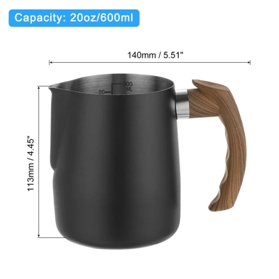 Unique Bargains Stainless Steel Coffee Cup Mug Milk Frothing Pitcher With Handle 20oz/600ml 1 Unique Bargains Stainless Steel Coffee Cup Mug Milk Frothing Pitcher With Handle 20oz/600ml