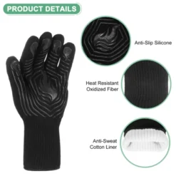 Unique Bargains Silicone Heat Resistant Grilling Gloves 1472°F High Temp Resistance 1 Set