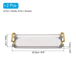 Unique Bargains Plastic Modern Rectangular Serving Trays With Golden Handle