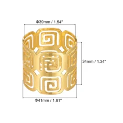 Unique Bargains Holiday Party Alloy Decorative Reusable Wear-Resistant Hollow Napkin Ring 6 Pcs