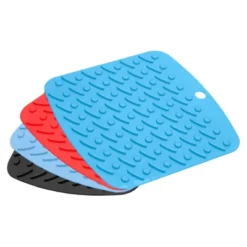 Unique Bargains Flexible Durable Non-Slip Silicone Trivet Mat Black/Red/Blue/Light Blue 4 Pcs -Kitchen Utensil Store GUEST 6f1afd09 e13d 4d7a 8197 47d3d40c0811