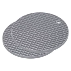 Unique Bargains Silicone Heat Resistant Non-slip Flexible Trivet Mats Light Gray 2 Pcs -Kitchen Utensil Store GUEST 6f3e81be 94d3 488c aa5a ad2604194266