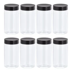 Unique Bargains Round Clear Plastic Empty Jars With Black Screw Top Lid For Storage 8 Pcs -Kitchen Utensil Store GUEST 6f9940dd 067a 4d4e a357 2134cc9d4b33