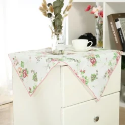 Unique Bargains Flower Printed Plastic Square Tablecloth 24" X 24" For Wedding, Party 1 Pc