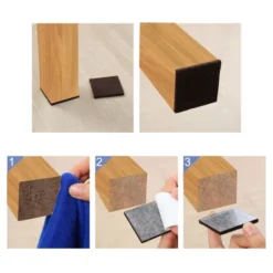 Unique Bargains Square Self-Stick Non-Slip Anti-Scratch Furniture Felt Pads Dark Brown 1" X 1" X 1/4" 60 Pcs
