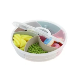 Unique Bargains Round Fridge Food Storage Containers 5 Compartment White Transparent 1 Set -Kitchen Utensil Store GUEST 74173eca 8854 4f44 bd02 a5e0fa83c350