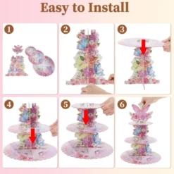 Unique Bargains 3-Tier Butterfly Pattern Cupcake Stand Tower Assorted Color -Kitchen Utensil Store GUEST 743cc60f de25 481e b7dd f78ac93bab70