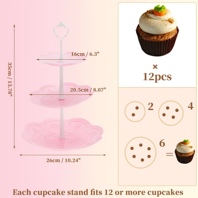 Unique Bargains 3 Tier Dessert Cupcake Stand Holder Round With Tiered Serving Tray For Donuts Fruits White Pink 1 Unique Bargains 3 Tier Dessert Cupcake Stand Holder Round With Tiered Serving Tray For Donuts Fruits White Pink