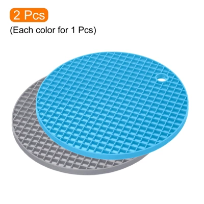 Unique Bargains Silicone Heat Resistant Non-slip Flexible Trivet Mats Light Gray, Blue 2 Pcs 2 Unique Bargains Silicone Heat Resistant Non-slip Flexible Trivet Mats Light Gray, Blue 2 Pcs - Image 2