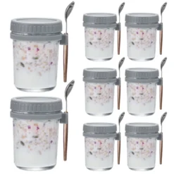 Unique Bargains Leak-Proof Measurement Marks Portable Glass Overnight Oats Container 8 Pcs -Kitchen Utensil Store GUEST 757d6e09 153f 40f4 aa9e 98092b9bdaef