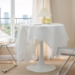 Unique Bargains Waffle Tablecloths With Tassel For Indoor Outdoor, Kitchen Dining Farmhouse Camping Parties