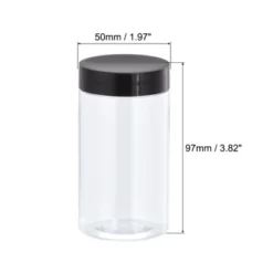 Unique Bargains Round Clear Plastic Empty Jars With Black Screw Top Lids For Storage 4 Pcs