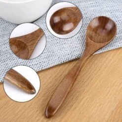 Unique Bargains Wooden Natural Grain Home Kitchen Soup Oil Salt Sugar Dining Spoons 5.5" Length Brown 6 Pcs -Kitchen Utensil Store GUEST 78c874ef 7ae0 4479 9330 8709b1b84f5d