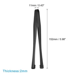 Unique Bargains Stainless Steel Ice Tongs For Appetizers, Charcuterie, Dessert, Tea Party, Bar, Cafe Serving 6" Black 2 Pcs