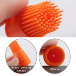 Unique Bargains Household Flexible Heat Resistant Non-stick Oil Bottle Brush Orange Green 2 Pcs