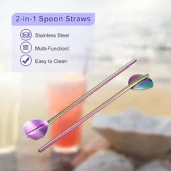 Unique Bargains Stainless Steel Reusable Long Handle Heart Shaped Spoon Straws 8 Pcs -Kitchen Utensil Store GUEST 7c1d8ac9 a9fa 4a1c b174 429900e1ba6a