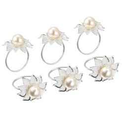 Unique Bargains Pearl Mesh Flower Metal Wear-Resistant Dining Table Decorative Napkin Rings 6 Pcs -Kitchen Utensil Store GUEST 7d04ddfe 19d8 423c a343 c6f48b2443e6