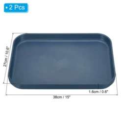 Unique Bargains Rectangular Reusable Lightweight Plastic Serving Tray 2 Pcs