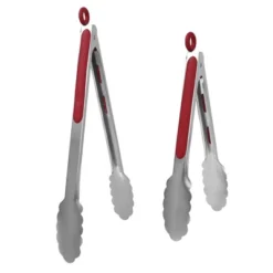 Unique Bargains Silicone Handle Stainless Steel BBQ Non-stick Locking Tongs Burgundy 9"&12" 2 Pcs -Kitchen Utensil Store GUEST 7eec4ae9 e7d5 49f4 b2f8 c7be29b44906