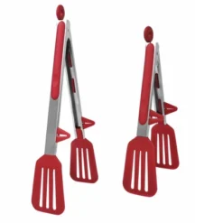 Unique Bargains Kitchen Cooking Set Stainless Steel With Stands Silicone Tongs Burgundy 9"&12" 2 Pcs -Kitchen Utensil Store GUEST 800234be de7c 4ceb a7d5 2d4c4a159e84