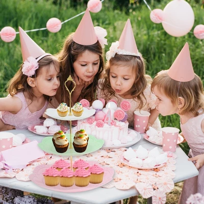 Unique Bargains 3 Tier Dessert Cupcake Stand Holder Round With Tiered Serving Tray For Donuts Fruits White Pink Green Gold Tone 5 Unique Bargains 3 Tier Dessert Cupcake Stand Holder Round With Tiered Serving Tray For Donuts Fruits White Pink Green Gold Tone - Image 5