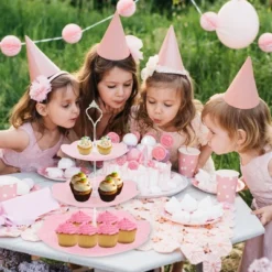 Unique Bargains 3 Tier Dessert Cupcake Stand Holder Round With Tiered Serving Tray For Donuts Fruits Pink Silver Tone -Kitchen Utensil Store GUEST 812d472f 1703 4622 9cac ece210adb9d4