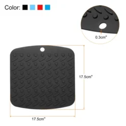 Unique Bargains Flexible Durable Non-Slip Silicone Trivet Mat Black/Red/Blue/Light Blue 4 Pcs