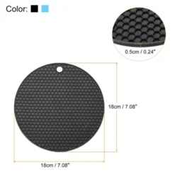 Unique Bargains Silicone Heat Resistant Trivet Mats Light Blue, Black 2 Pcs