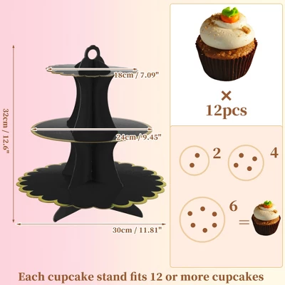 Unique Bargains 3-Tier Cardboard Cupcake Stand Tower 2 Pcs 1 Unique Bargains 3-Tier Cardboard Cupcake Stand Tower 2 Pcs