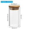 Unique Bargains Kitchen Food Storage Glass Jar With Airtight Bamboo Lid 2 Pcs