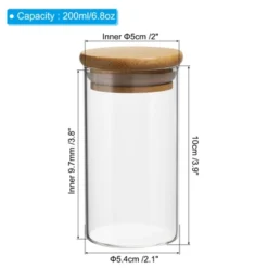 Unique Bargains Kitchen Food Storage Glass Jar With Airtight Bamboo Lid 2 Pcs
