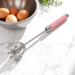 Unique Bargains 12" Semi-Automatic Loop Whisk Dishwasher Safe Stainless Steel Pink Silver Tone -Kitchen Utensil Store GUEST 86e9be64 98d0 4421 9338 a41f1ab5ed1c