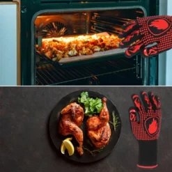 Unique Bargains Silicone Grilling Glove 1472°F High Temp Resistance Red 1 Pc -Kitchen Utensil Store GUEST 888e2fd5 5664 4deb a9bb c8b42b97236d