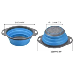 Unique Bargains Collapsible Colander Silicone Round Foldable Strainer With Handle