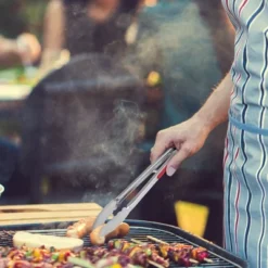 Unique Bargains Silicone Handle Stainless Steel BBQ Non-stick Locking Tongs Burgundy 9"&12" 2 Pcs -Kitchen Utensil Store GUEST 8a243bc7 d81c 4270 a76b ed904f4a6787